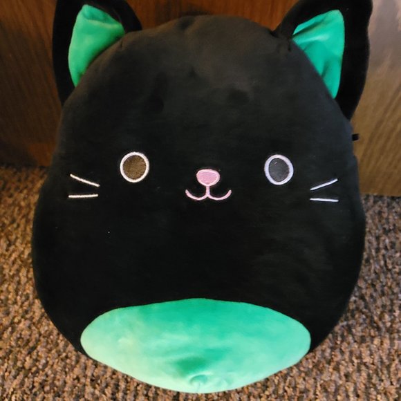 NWOT Squishmallows Holiday Black Green Cat Cleo Kitty Kitten 12” Kellytoy 2019 - Picture 8 of 11